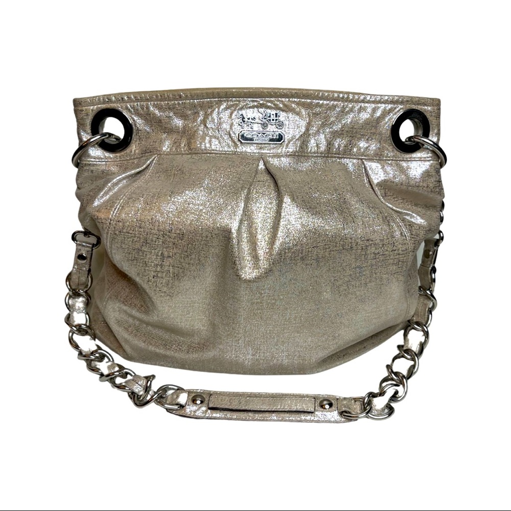 SOLD Coach Metallic Silver Distressed Purse